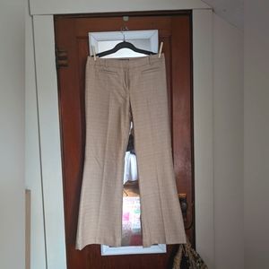 Mid rise, bootcut, neutral plaid, 100% wool